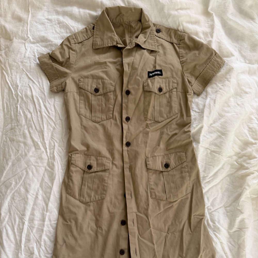 Hysteric Glamour Khaki Button-Up Shirt Dress